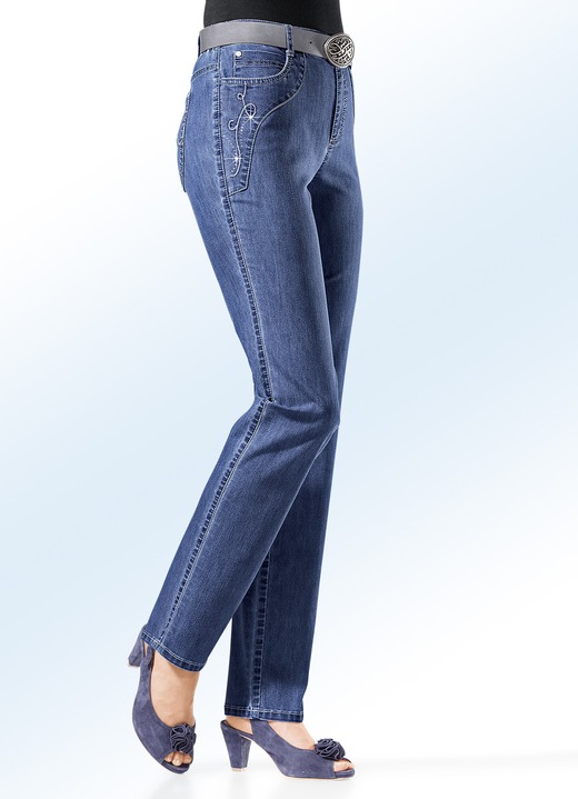 Damenmode - Jeans mit weiterem Bundumfang, in Größe 018 bis 092, in Farbe JEANSBLAU Ansicht 1