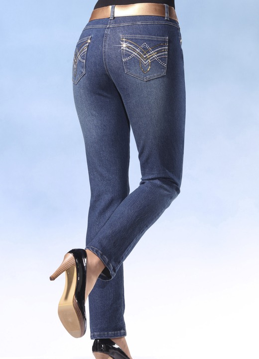 Damenmode - Jeans mit schönen Stickereien, in Größe 018 bis 092, in Farbe HELLBLAU Ansicht 1