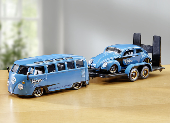 Wohnen - VW Van + Beetle von Maisto, in Farbe BLAU