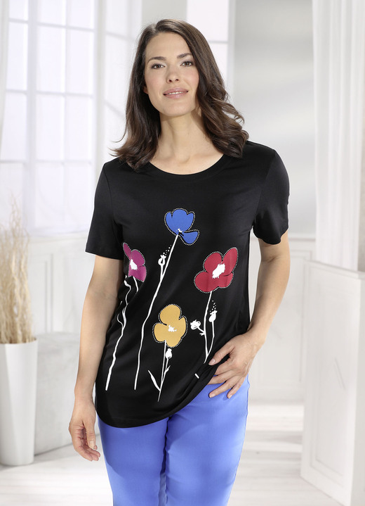- Longshirt mit dekorativem Druckmotiv, in Größe 040 bis 060, in Farbe SCHWARZ