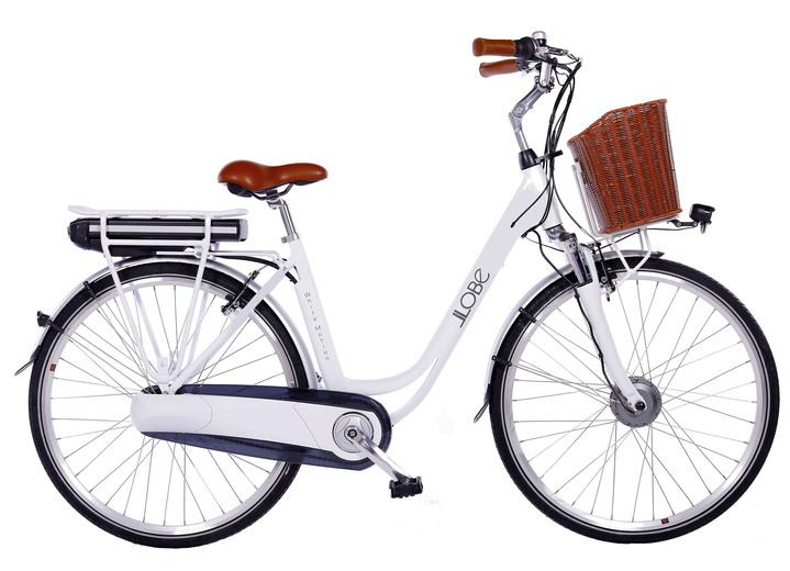 - Alu-Akku-City-Bike von Llobe, in Farbe WEISS, in Ausführung Reichweite ca. 110 km