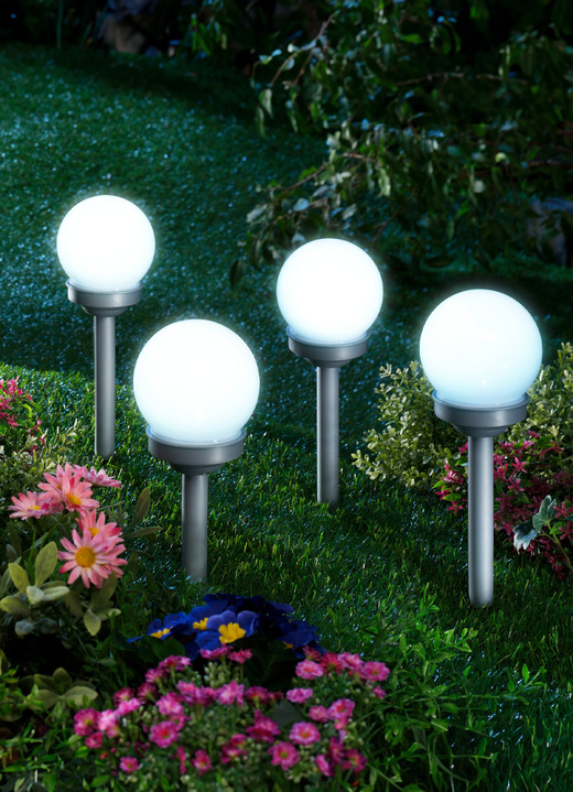 Gartenbeleuchtung - LED-Kugelleuchten, 4er-Set, in Farbe