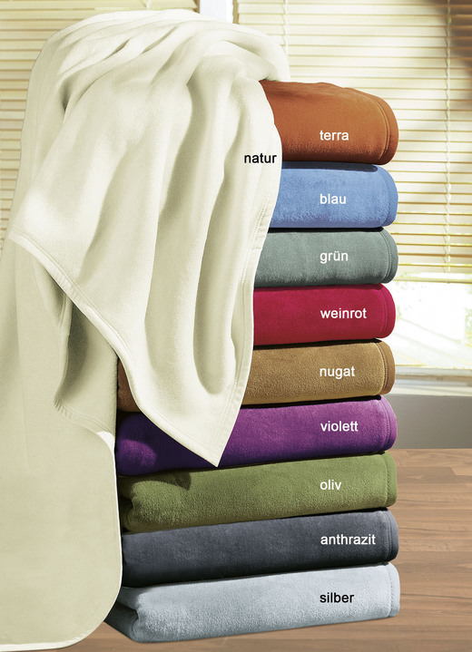Decken - Hochwertige Schlafdecke, 2er-Set, mit Veloursband-Einfassung, von Borbo, in Farbe BLAU