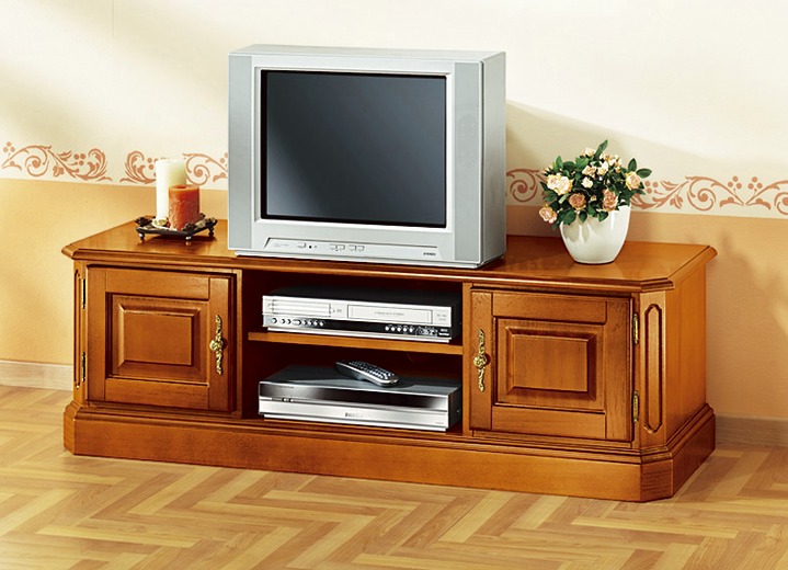 Stilmöbel - TV-Longboard mit goldfarbenen Metallgriffen, in Farbe KIRSCHBAUM, in Ausführung Breite 140 cm Ansicht 1