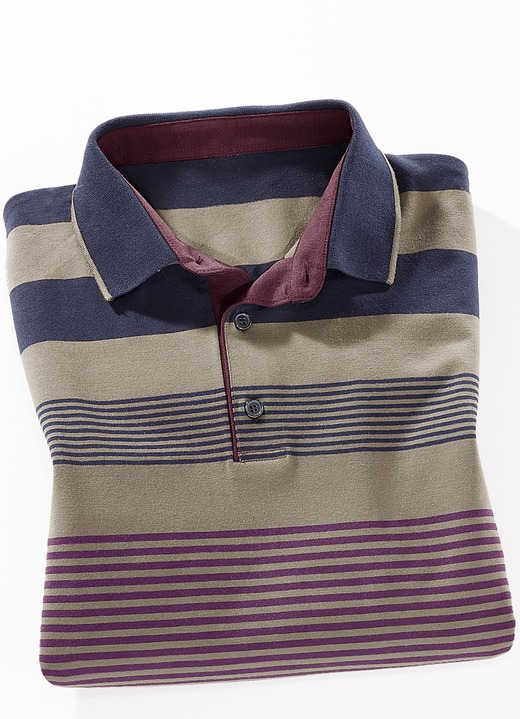 Sweatshirts - Poloshirt in 2 Farben, in Größe 046 bis 062, in Farbe MARINE-CAMEL-BORDEAUX Ansicht 1