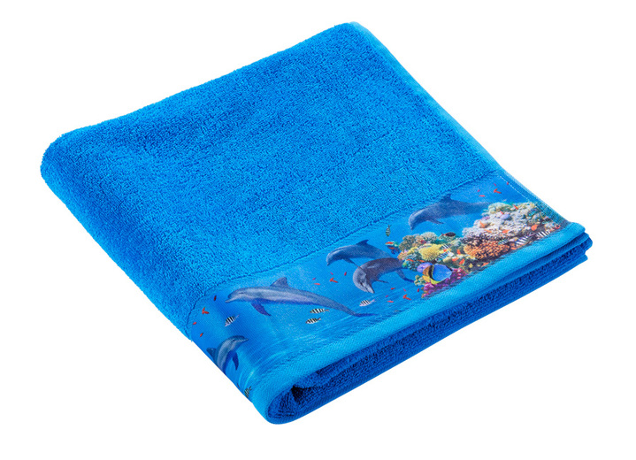 Handtücher - Frottier-Serie mit einer aufregenden Unterwasserwelt, in Größe 200 (1 Handtuch Bordüre, 50/100 cm) bis 303 (1 Duschtuch Allover, 70/140 cm), in Farbe BLAU Ansicht 1