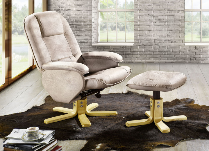 - Superbequemer Relax-Sessel mit Hocker, in Farbe CREME