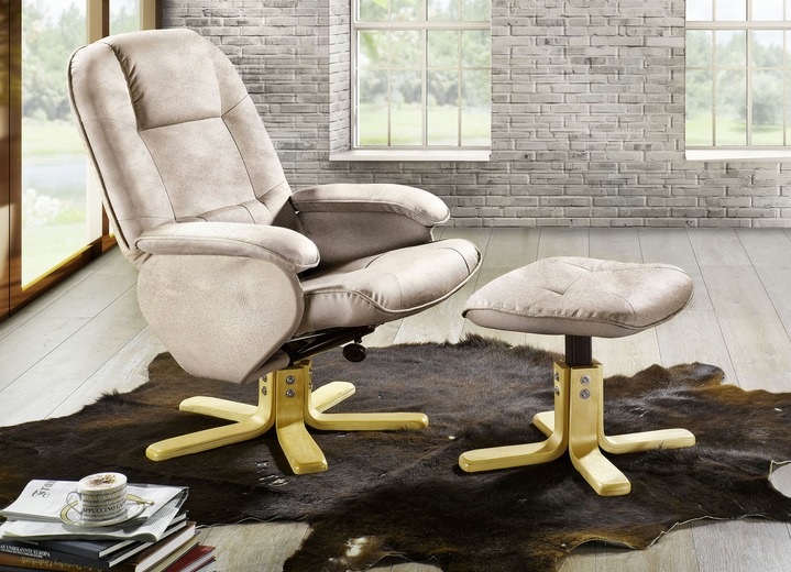 TV-Sessel / Relax-Sessel - Relax-Sessel mit Hocker, in Farbe CREME Ansicht 1