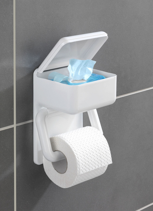 Praktische Hilfsmittel - Toilettenpapierhalter 2-in-1, in Farbe WEISS