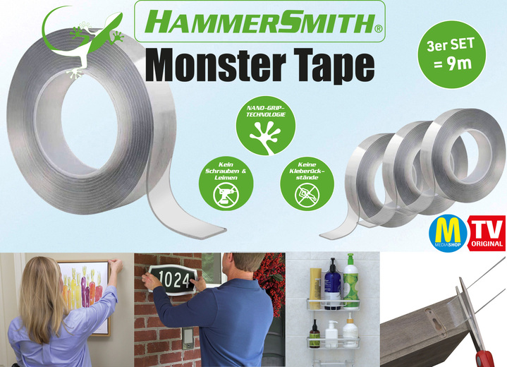 Haushaltshelfer - Monster Tape von Hammersmith im 3er-Set, in Farbe TRANSPARENT Ansicht 1