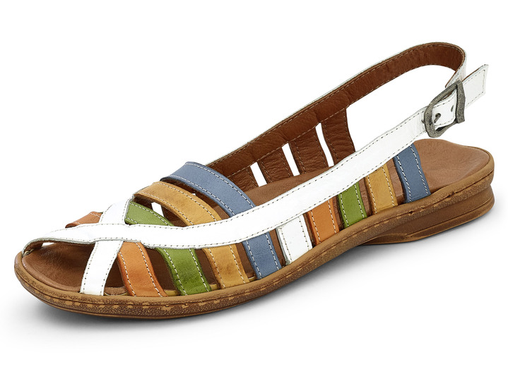 Sandaletten & Pantoletten - Freche Riemchen-Sandalette in 2 Farben, Weite G, in Größe 036 bis 042, in Farbe WEISS-BUNT Ansicht 1