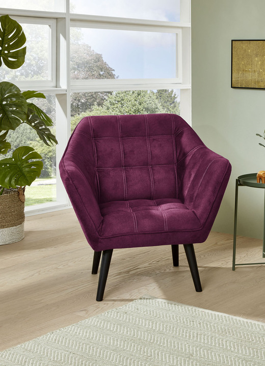 Sessel - Stilvoller Sessel auf stabilem Holzgrundgestell, in Farbe BORDEAUX Ansicht 1