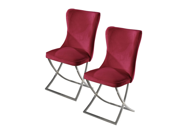 Stühle & Sitzbänke - Trendige Esszimmer-Stühle, 2er-Set, in Farbe ROT, in Ausführung Stühle, 2er-Set Ansicht 1