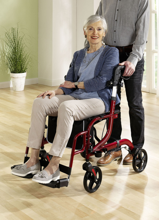 Rollatoren & Rollstühle - Rollator, auch als Rollstuhl nutzbar, in Farbe ROT Ansicht 1