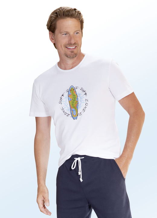 Sport- & Freizeitmode - Shirt mit Motiv-Druck, in Größe 048 bis 062, in Farbe WEISS Ansicht 1