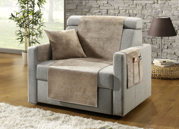 Sessel- & Sofaüberwürfe - Wohnaccessoires mit Anti-Rutsch-Beschichtung, in Größe 100 (Sesselauflage, 50x 90 cm) bis 910 (Kissenbezug, 50x 50 cm), in Farbe CAMEL Ansicht 1