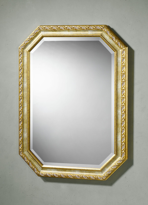 Garderobenmöbel - Spiegel aus Pinienholz, in Farbe CREME-GOLD