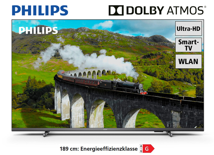 Fernseher - Philips PUS/7608/12 4K-Ultra-HD Smart-LED-Fernseher, in Farbe SCHWARZ Ansicht 1