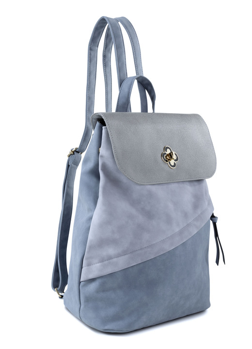 Taschen - Rucksack mit Überschlag und Drehschloss, in Farbe JEANS-GRAU Ansicht 1