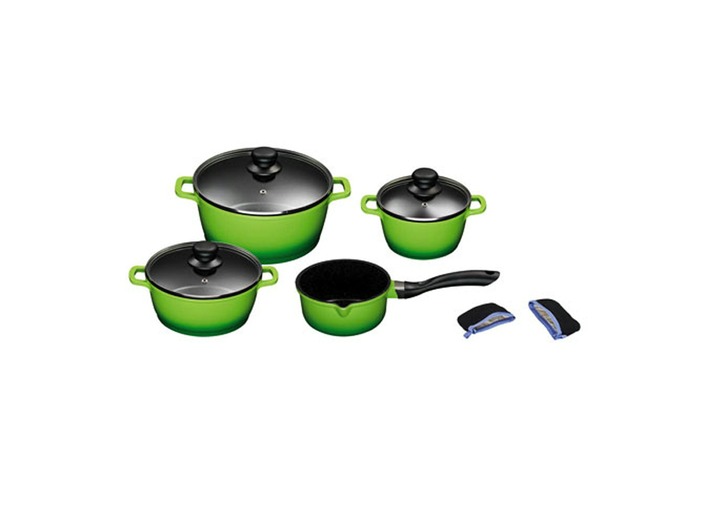 "KING" Aluguss-Kochtopf-Set, 9-teilig, verschiedene Farben