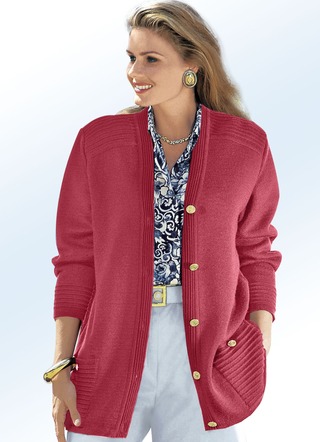 Strickjacken - Strickjacke mit Schurwolle – Farbe ROT Strickjacken - Strickjacke mit Schurwolle, in Größe 038 bis 052, in Farbe SCHWARZ