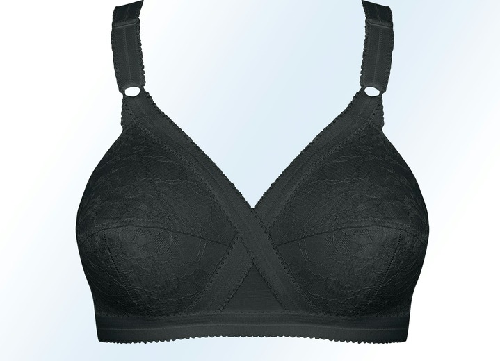 Soft-BH - Playtex BH in Zauberkreuz-Schnittform, in Größe 075 bis 100, in Cup B, in Farbe SCHWARZ, in Ausführung Einzeln Ansicht 1