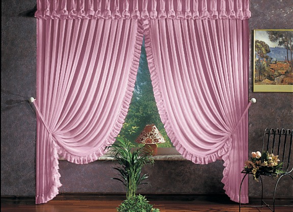 - Querbehang mit geradem Volantabschluss, in Größe 674 (H30xB300 cm) bis 691 (H30xB900 cm), in Farbe ROSÉ