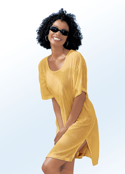 Strandkleider - Frottier-Kleid mit Streifenstruktur und kurzen Ärmeln Ansicht 4 Strandkleider - Frottier-Kleid mit Streifenstruktur und kurzen Ärmeln, in Größe 036 bis 052, in Farbe TÜRKIS Ansicht 4