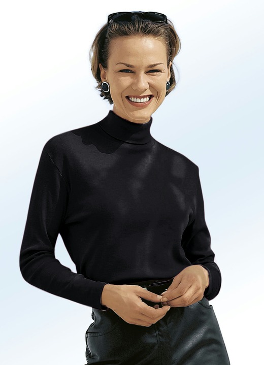 Langarm - Rolli in 16 Farben, in Größe 034 bis 052, in Farbe BROMBEERE Ansicht 9