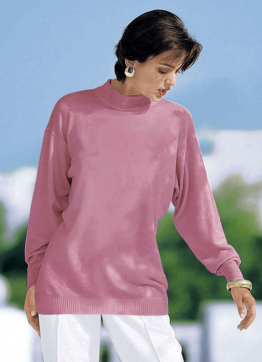 Langarm - Pullover in Feinstrick mit Schurwolle Langarm - Pullover in Feinstrick mit Schurwolle, in Größe 036 bis 050, in Farbe ROSENHOLZ