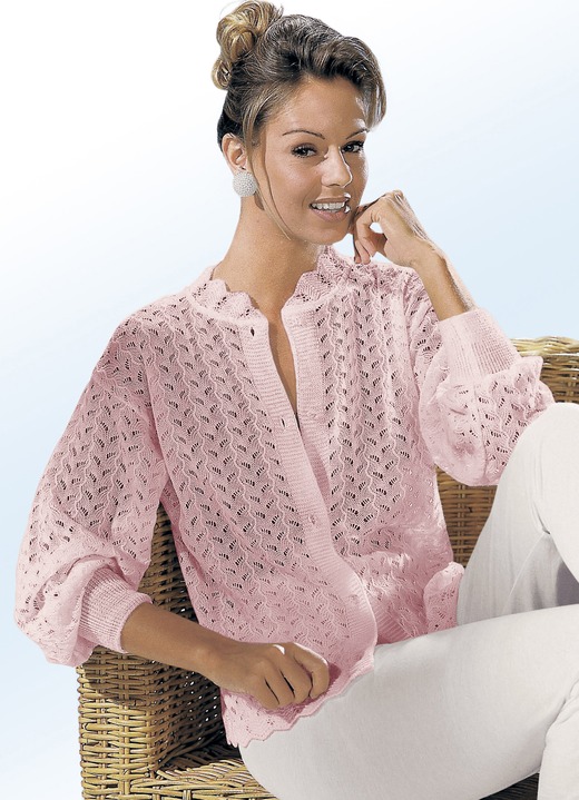 Damenmode - Bettjäckchen, Langarm und durchgeknöpft, in Größe 038 bis 056, in Farbe ROSÉ Ansicht 1