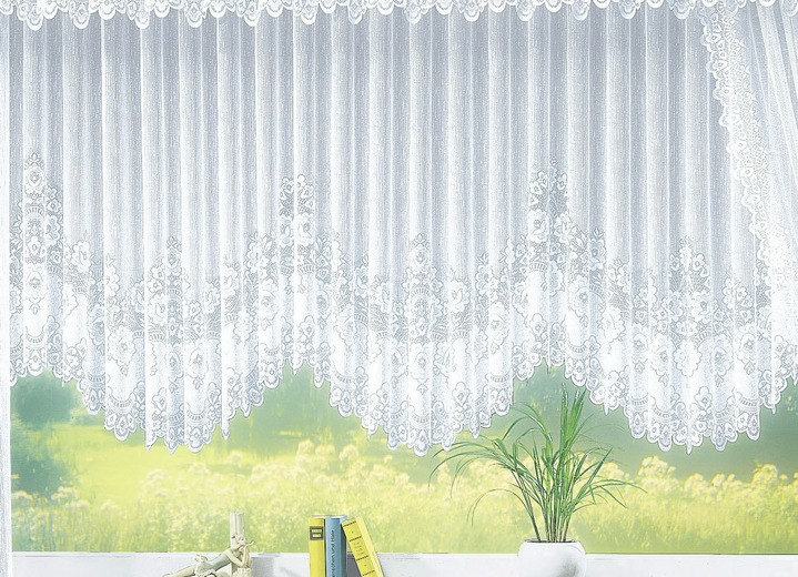 Blumenfenster Store Gleichmassig Gebogt Mit Faltenband Gardinen Bader
