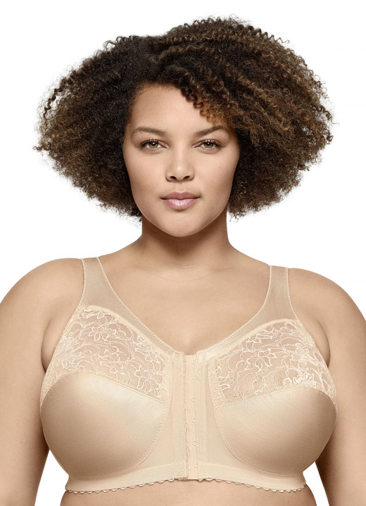 Soft-BH - Glamorise Stütz-BH mit Vorderverschluss, in Größe 085 bis 130, in Cup G, in Farbe BEIGE Ansicht 1