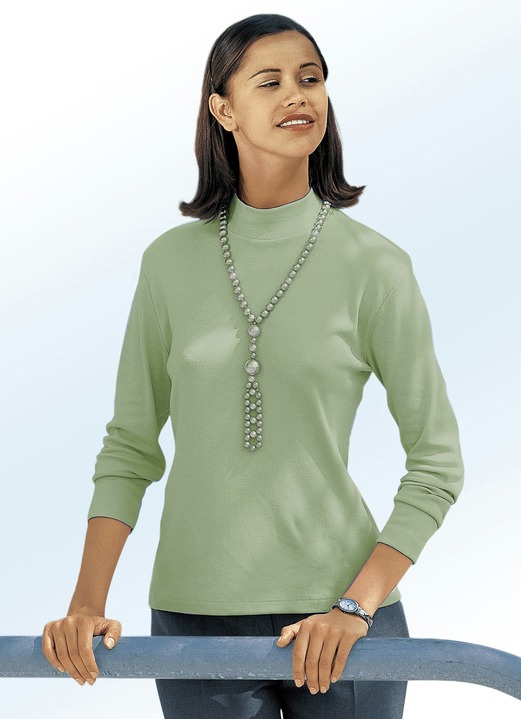 Langarm - Shirt mit Stehkragen Ansicht 6 Langarm - Shirt mit Stehkragen, in Größe 034 bis 052, in Farbe SCHWARZ Ansicht 6