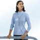 Langarm - Shirt mit Stehkragen – Farbe HELLBLAU Langarm - Shirt mit Stehkragen, in Größe 034 bis 052, in Farbe ECRU