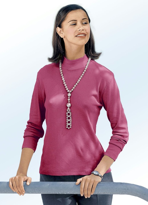 Langarm - Shirt mit Stehkragen Ansicht 3 Langarm - Shirt mit Stehkragen, in Größe 034 bis 052, in Farbe SCHWARZ Ansicht 3