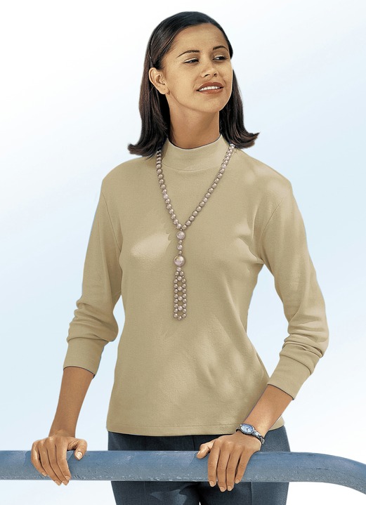 Langarm - Shirt mit Stehkragen Ansicht 9 Langarm - Shirt mit Stehkragen, in Größe 034 bis 052, in Farbe SCHWARZ Ansicht 9