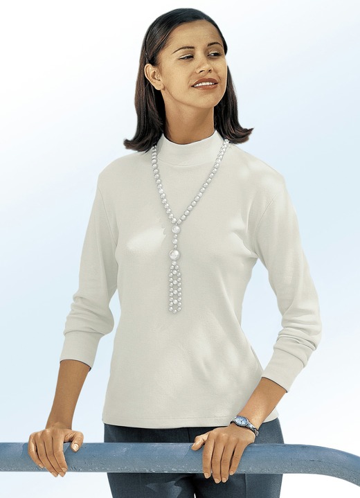 Langarm - Shirt mit Stehkragen Ansicht 12 Langarm - Shirt mit Stehkragen, in Größe 034 bis 052, in Farbe HELLBLAU Ansicht 12