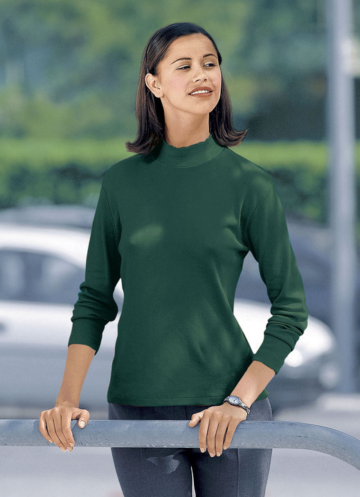 Langarm - Shirt mit Stehkragen, in Größe 034 bis 052, in Farbe ECRU Ansicht 15