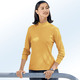 Langarm - Shirt mit Stehkragen – Farbe HONIG Langarm - Shirt mit Stehkragen, in Größe 034 bis 052, in Farbe ECRU