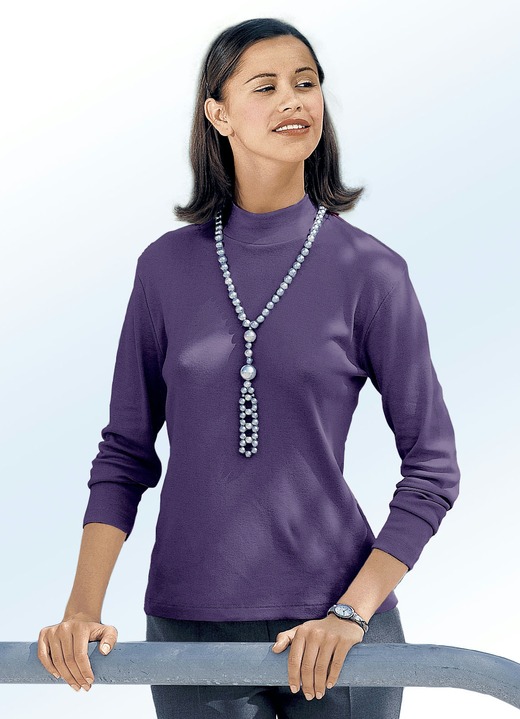 Langarm - Shirt mit Stehkragen, in Größe 034 bis 052, in Farbe MAGENTA Ansicht 4