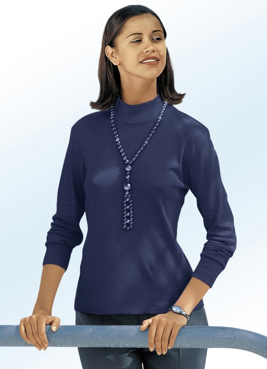 Langarm - Shirt mit Stehkragen, in Größe 034 bis 052, in Farbe HELLBLAU Ansicht 7