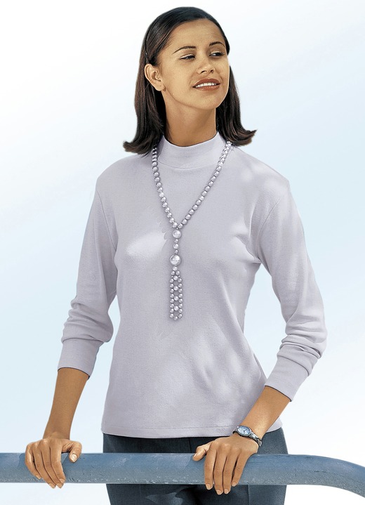 Langarm - Shirt mit Stehkragen, in Größe 034 bis 052, in Farbe HONIG Ansicht 7