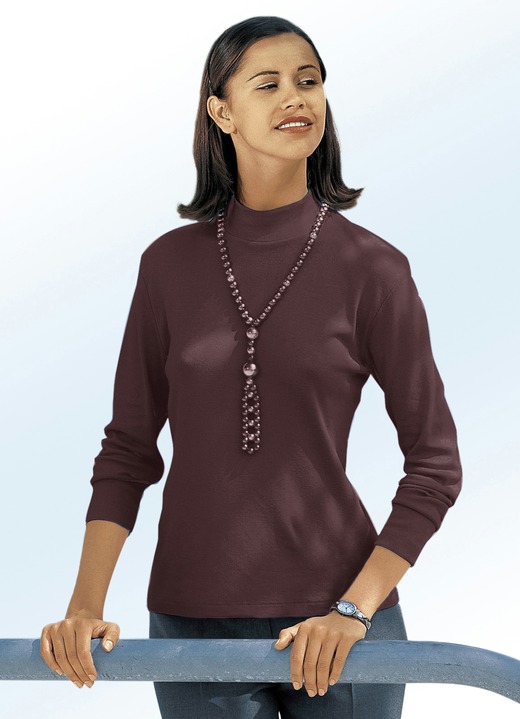 Langarm - Shirt mit Stehkragen, in Größe 034 bis 052, in Farbe MAGENTA Ansicht 12