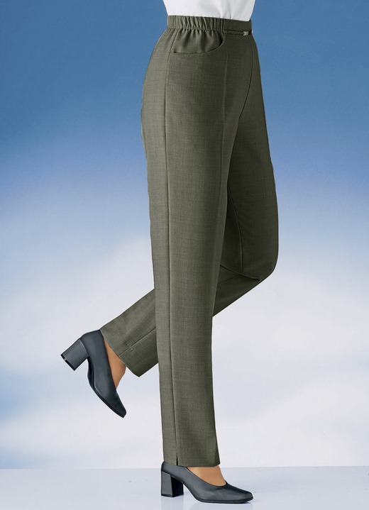 Hosen mit Knopf- und Reißverschluss - Hose in Schlupfform in 10 Farben Ansicht 5 Hosen mit Knopf- und Reißverschluss - Hose in Schlupfform in 10 Farben, in Größe 019 bis 235, in Farbe SAND MELIERT Ansicht 5