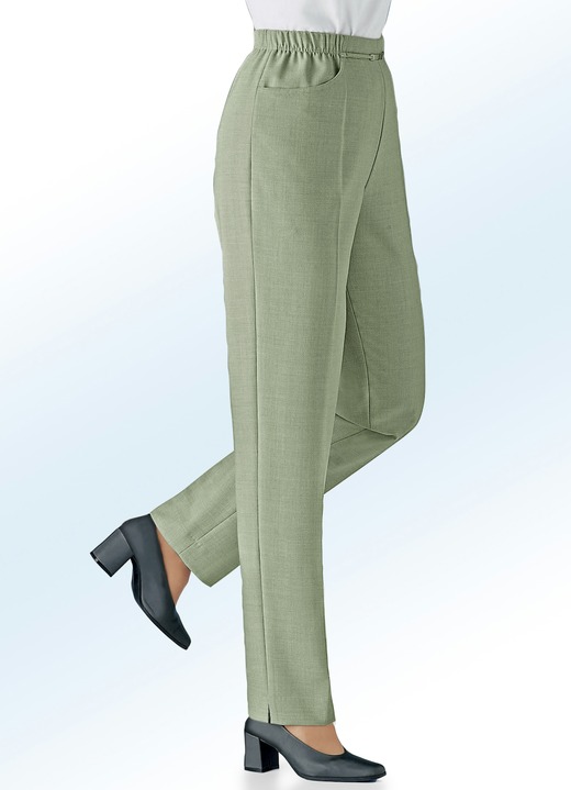 Hosen mit Knopf- und Reißverschluss - Hose in Schlupfform in 10 Farben, in Größe 019 bis 235, in Farbe SCHILF MELIERT Ansicht 1