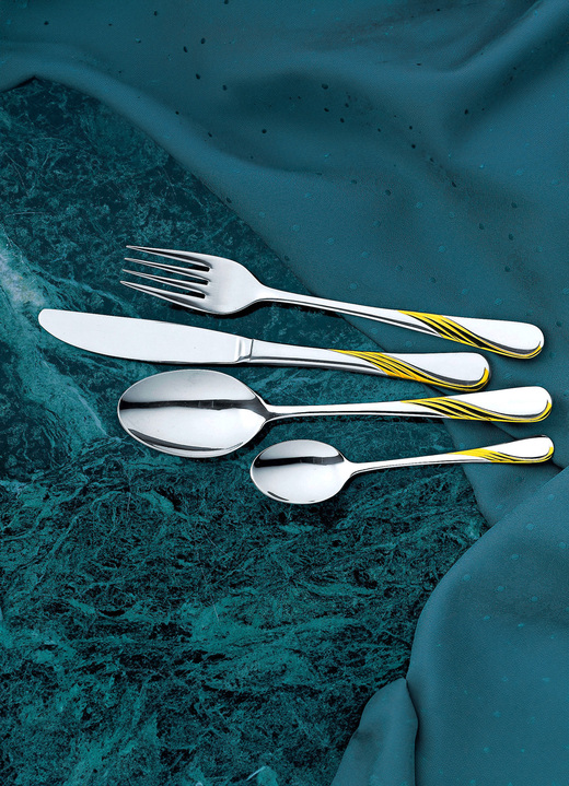 - Besteck-Set, 72-teilig, für 12 Personen, in Farbe EDELSTAHL/GOLD Ansicht 1