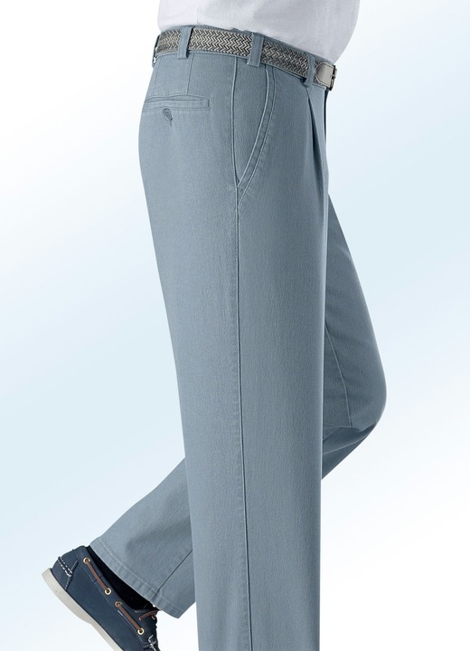 Jeans - Unterbauch-Jeans mit Bundfalten in 6 Farben, in Größe 024 bis 060, in Farbe MITTELGRAU Ansicht 1