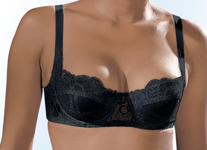 Bügel-BH - Susa Dirndl-BH mit Außenträgern, in Größe 070 bis 095, in Cup B, in Farbe SCHWARZ Ansicht 3