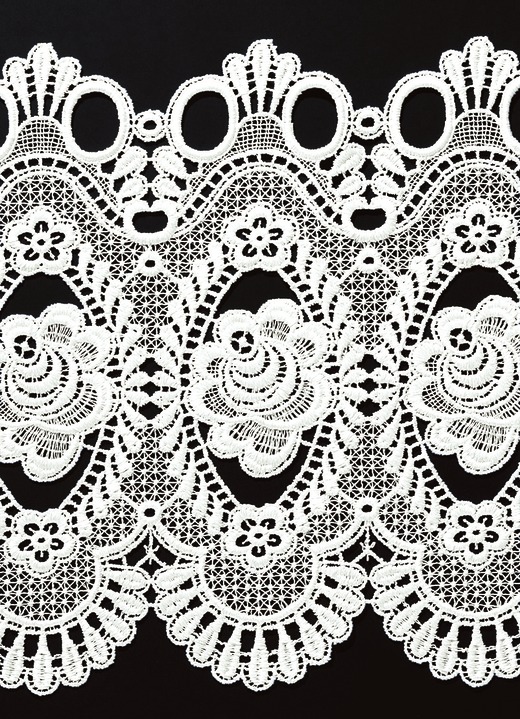 Plauener Spitze - Bezaubernde Kurzgardine mit Stangendurchzug, in Größe 662 (H30xB125 cm) bis 858 (H65xB200 cm), in Farbe WEISS UNI Ansicht 3